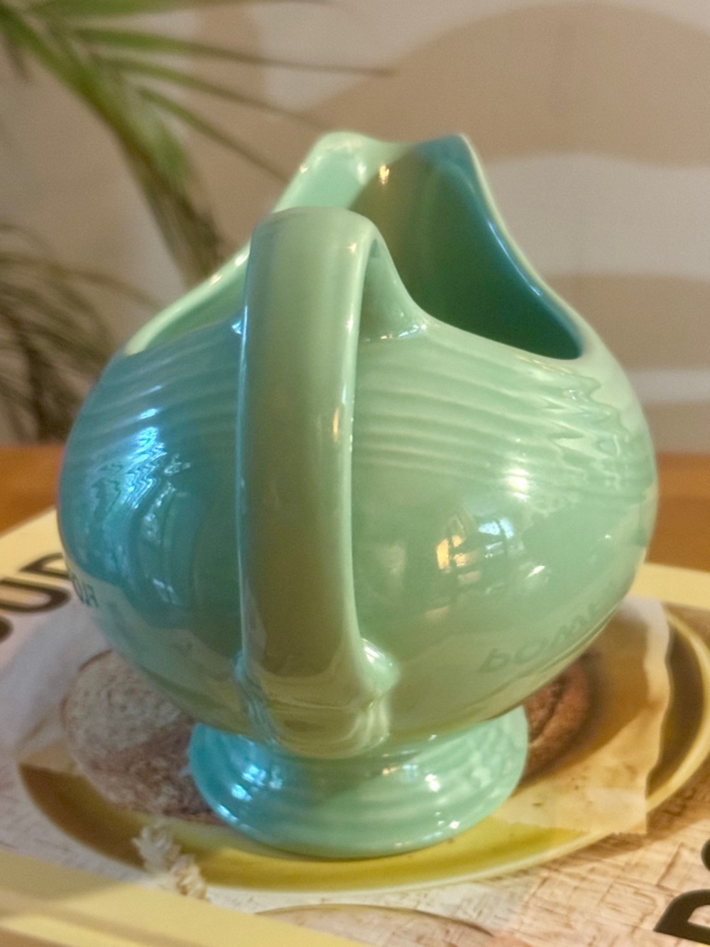 vintage Homer Laughlin Fiesta gravy boat in sea mist. - Picture 4 of 5